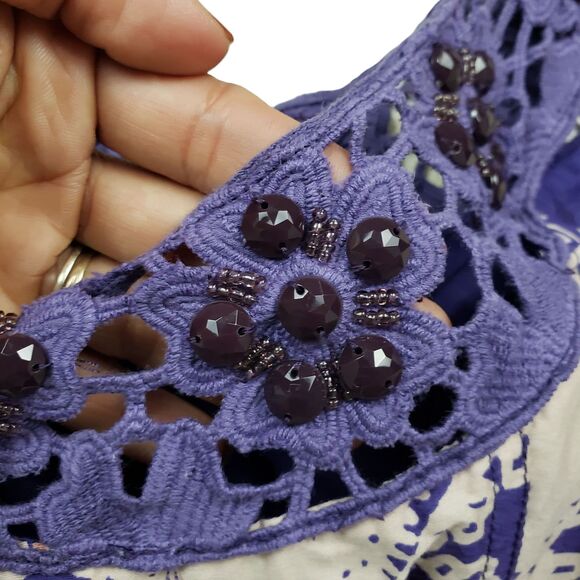 Free People Folklore Paisley Dress Womens Size 4 Jewel Trim Boho - Picture 6 of 12